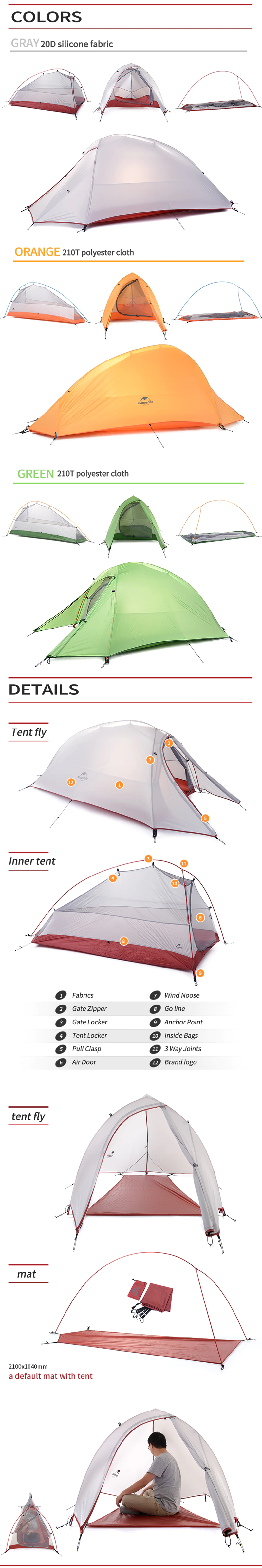Cheap Goat Tents NatureHike Backpacking Tent 4 Season Weatherproof Double Layer Lightweight Tents for Outdoor Camping Hiking Adventure Travel Tents 